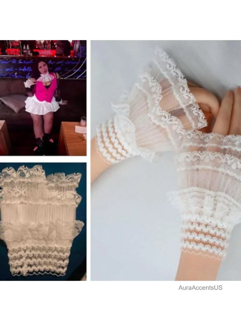 Lace Detachable Wristband Gloves Hand Sleeve Pleated Bridal Accessory